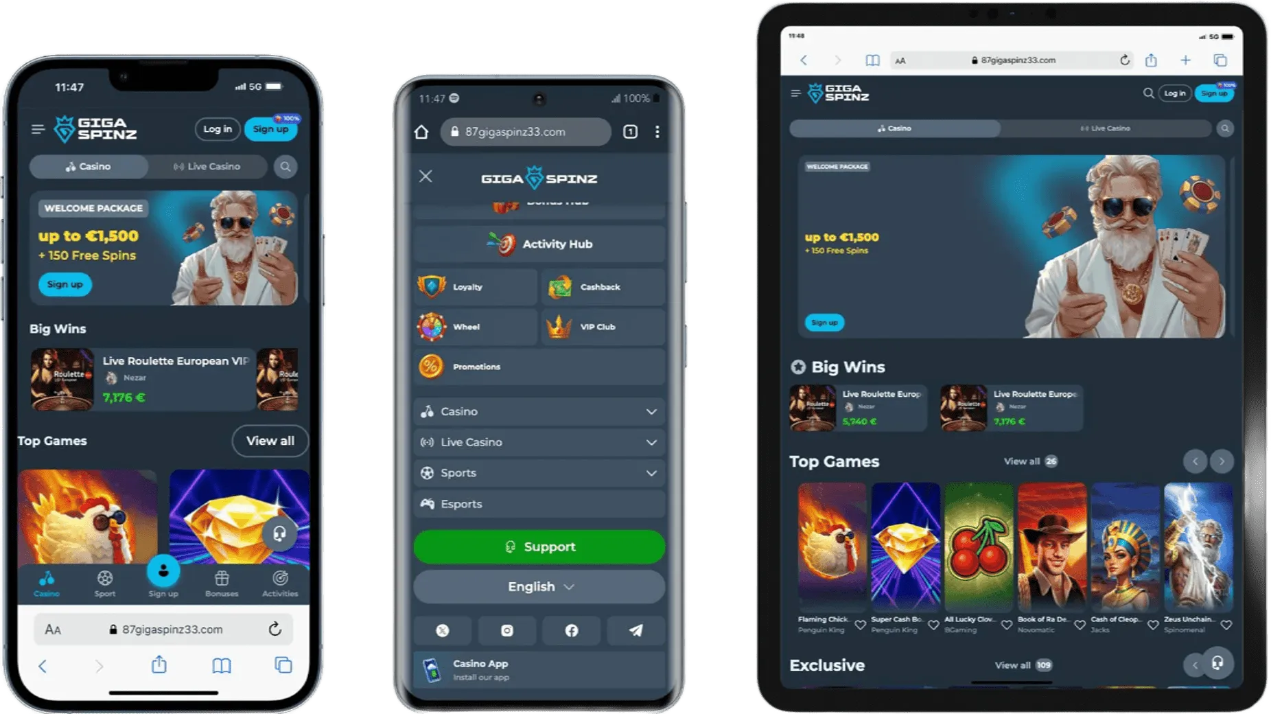 GigaSpinz Casino App-schermafbeelding